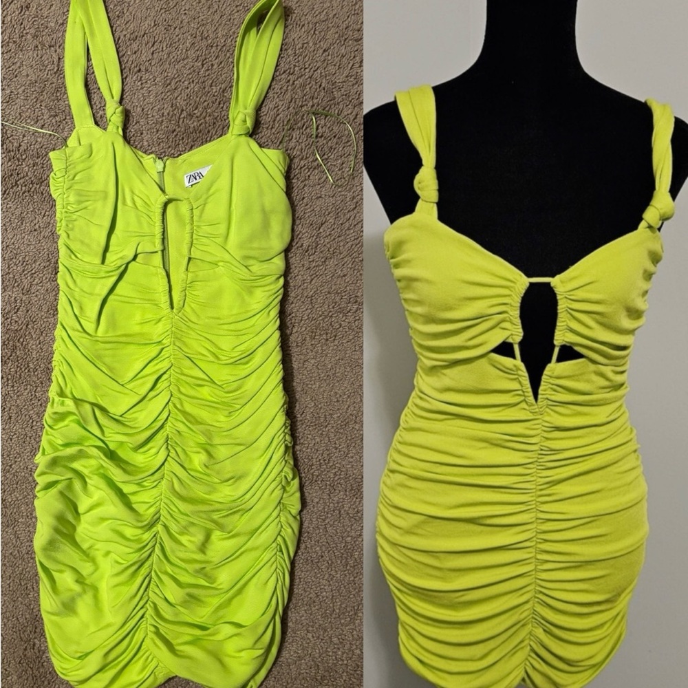 Lime Green Ruched Dress